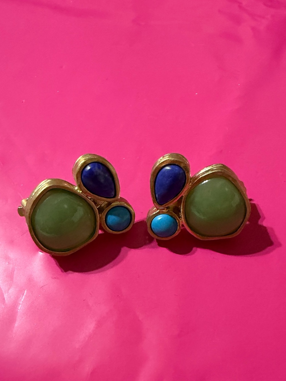 Chico’s Gold-Tone Green, Blue & Turquoise Cluster Stud Earrings